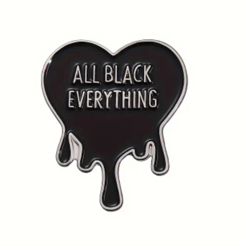 All Black Everything Dripping Heart Pin